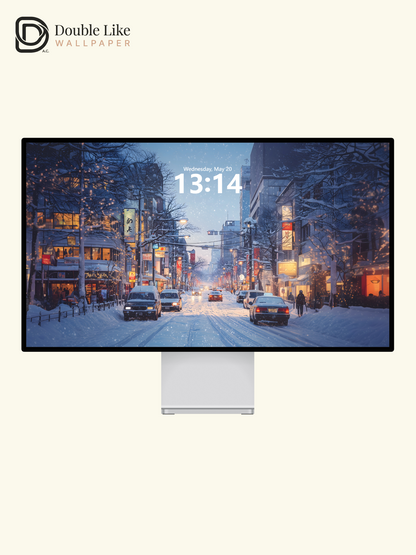 Winter Snow Japanese City Street Anime Cozy Aesthetic Wallpaper Pack [#WGF078]