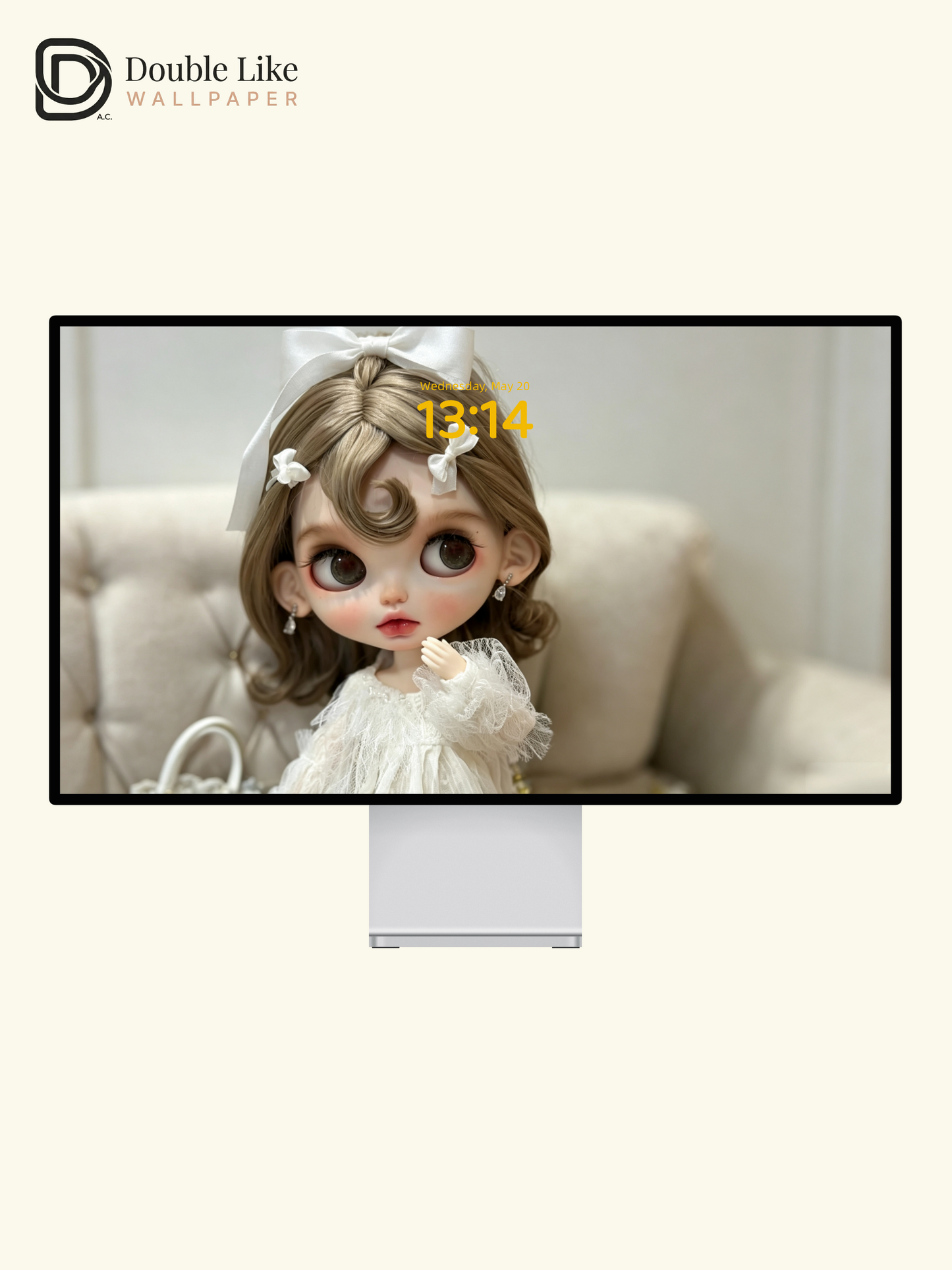 Healing White Lace Blythe Doll Coquette Aesthetic Wallpaper [#HWWs011]