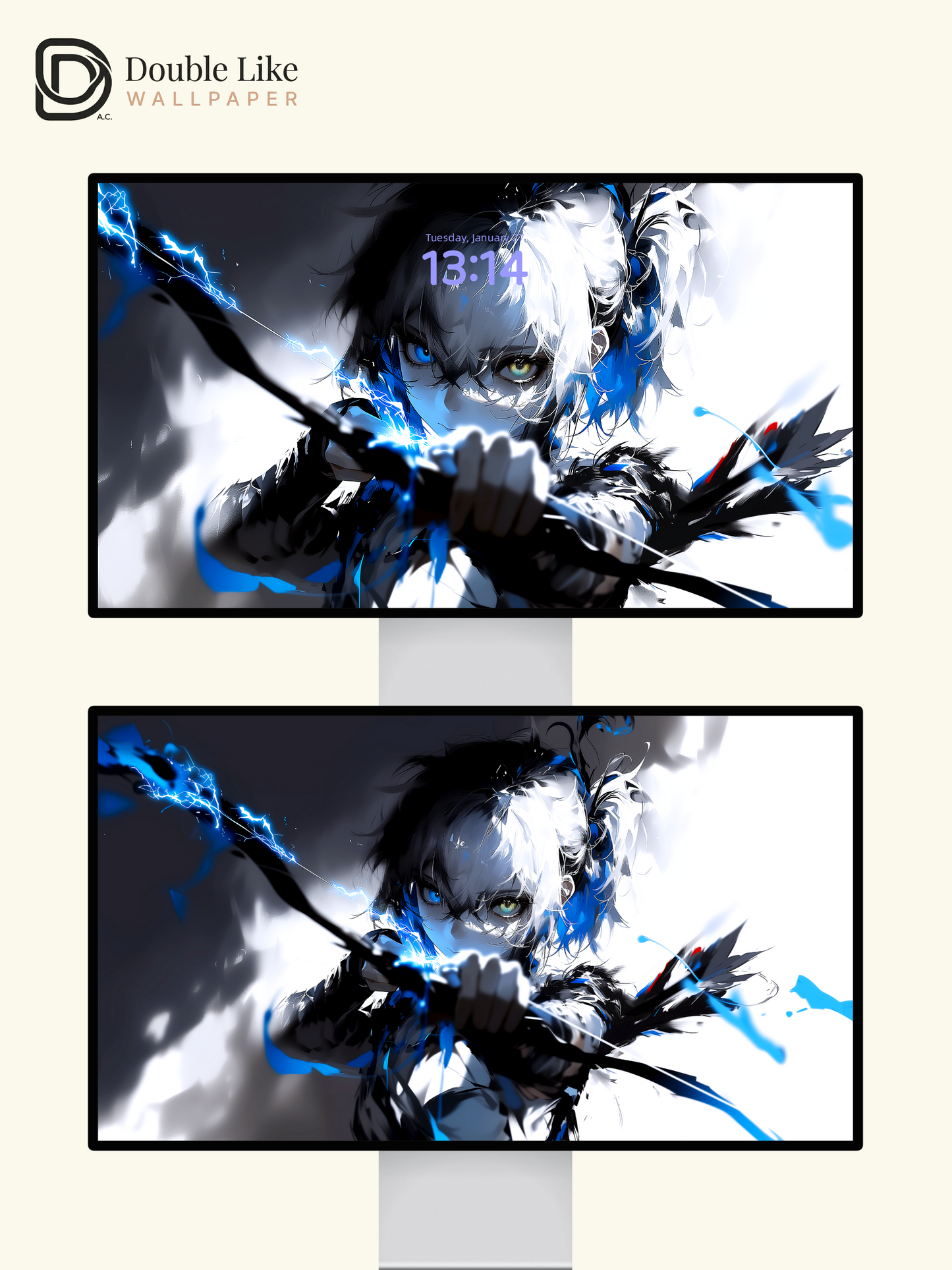 Anime Archer Girl Electric Lightning Glow Focus Aesthetic Wallpaper Pack [#HW1496]