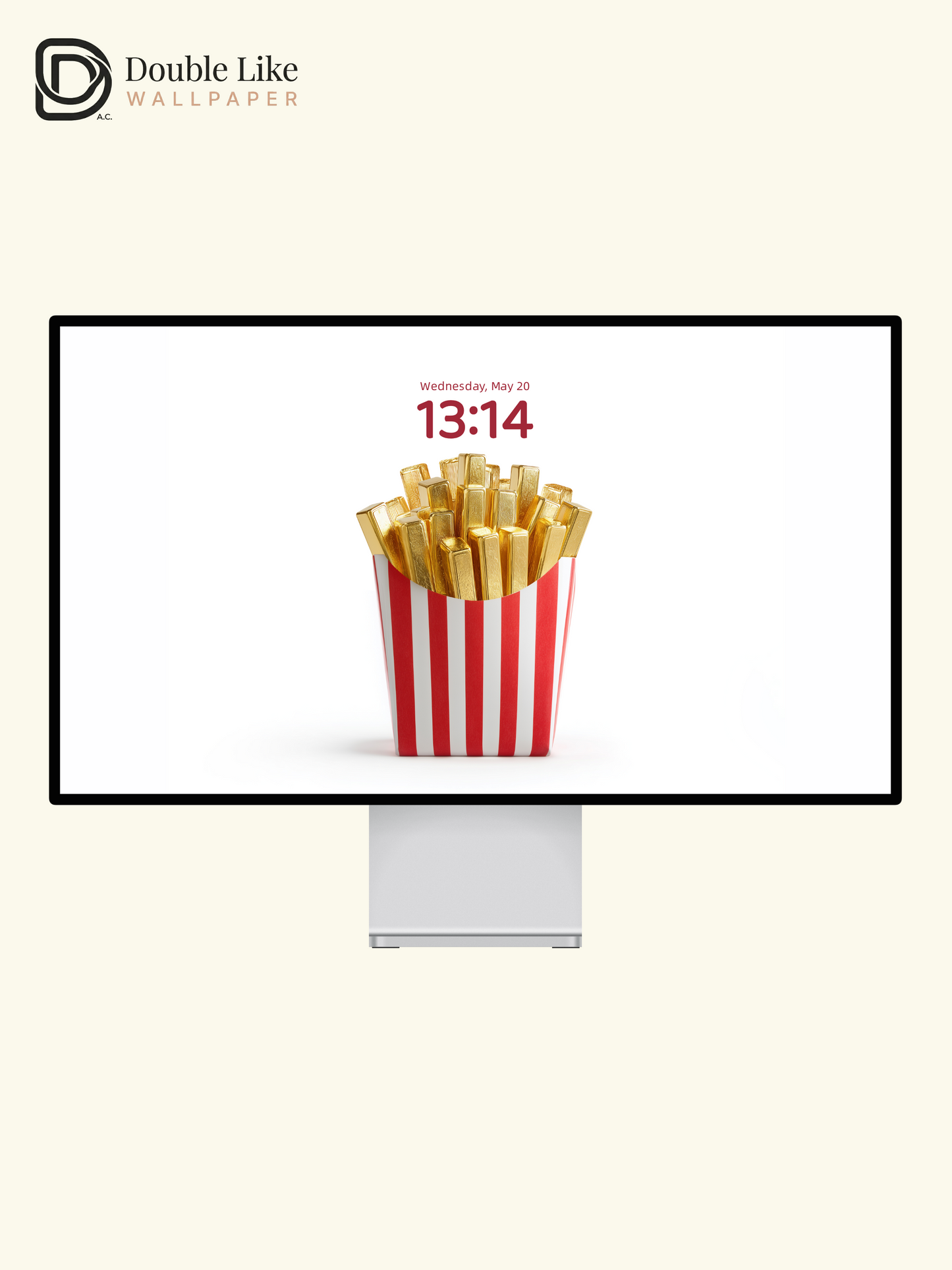 Golden French Fries In Red Box Minimalist 3D Wallpaper Pack [#JJ20905]