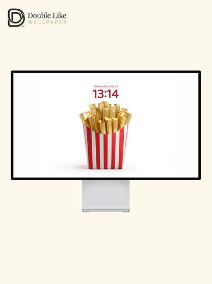 Golden French Fries In Red Box Minimalist 3D Wallpaper Pack [#JJ20905]
