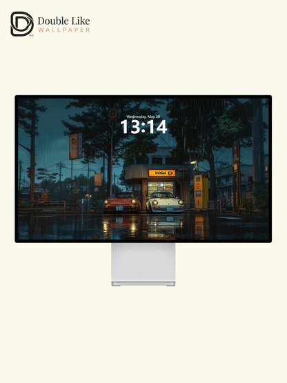 Rainy Japanese Street Classic Porsche Aesthetic Wallpaper Pack [#WGF109]