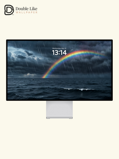 Ocean Storm Vivid Rainbow Rain Sea Aesthetic Wallpaper Pack [#ZMY152]