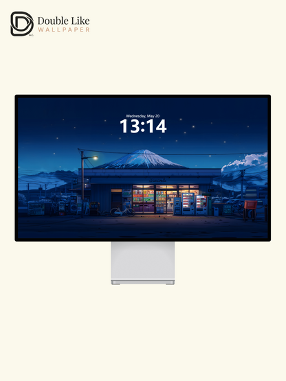 Starry Night Mount Fuji Japanese Store Anime Cozy Aesthetic Wallpaper Pack [#WGF094]