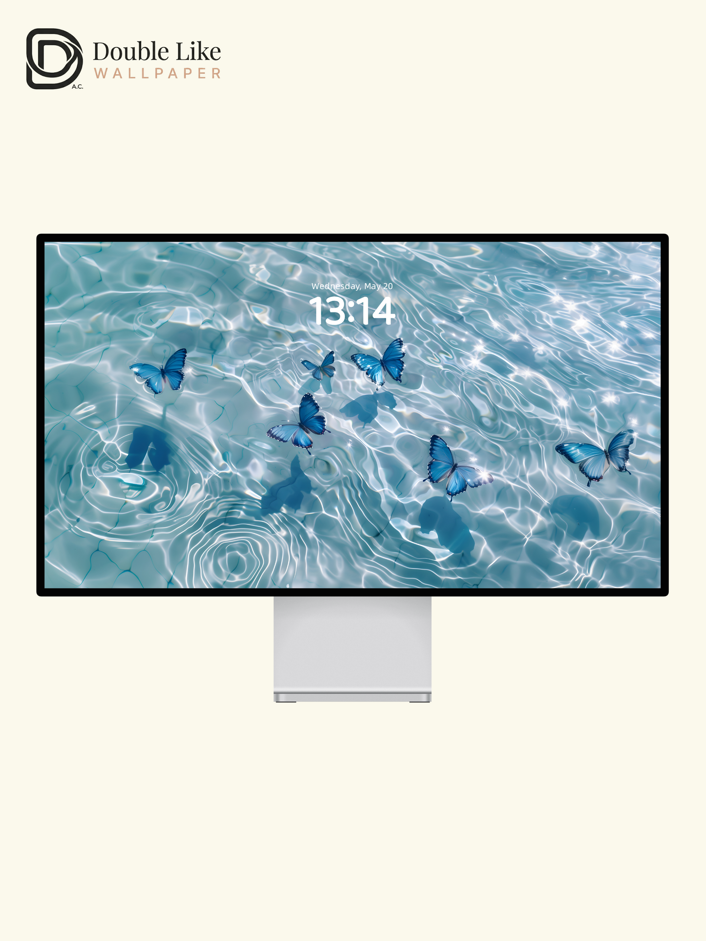 Dreamy Blue Butterflies Sparkling Water Aesthetic Wallpaper Pack [#ZJYX0196]