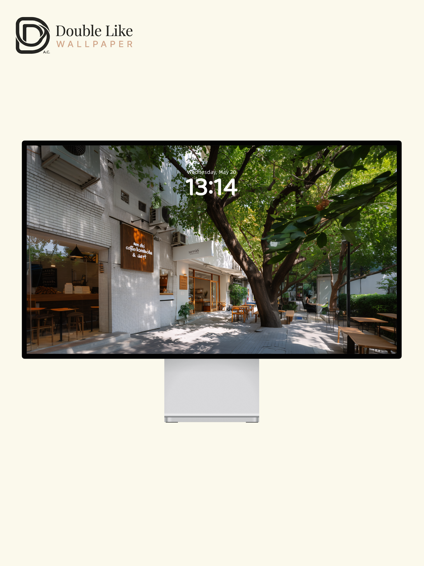 Sunlit Cafe Street Dappled Tree Shadow Aesthetic Wallpaper Pack    [#JJ1363]