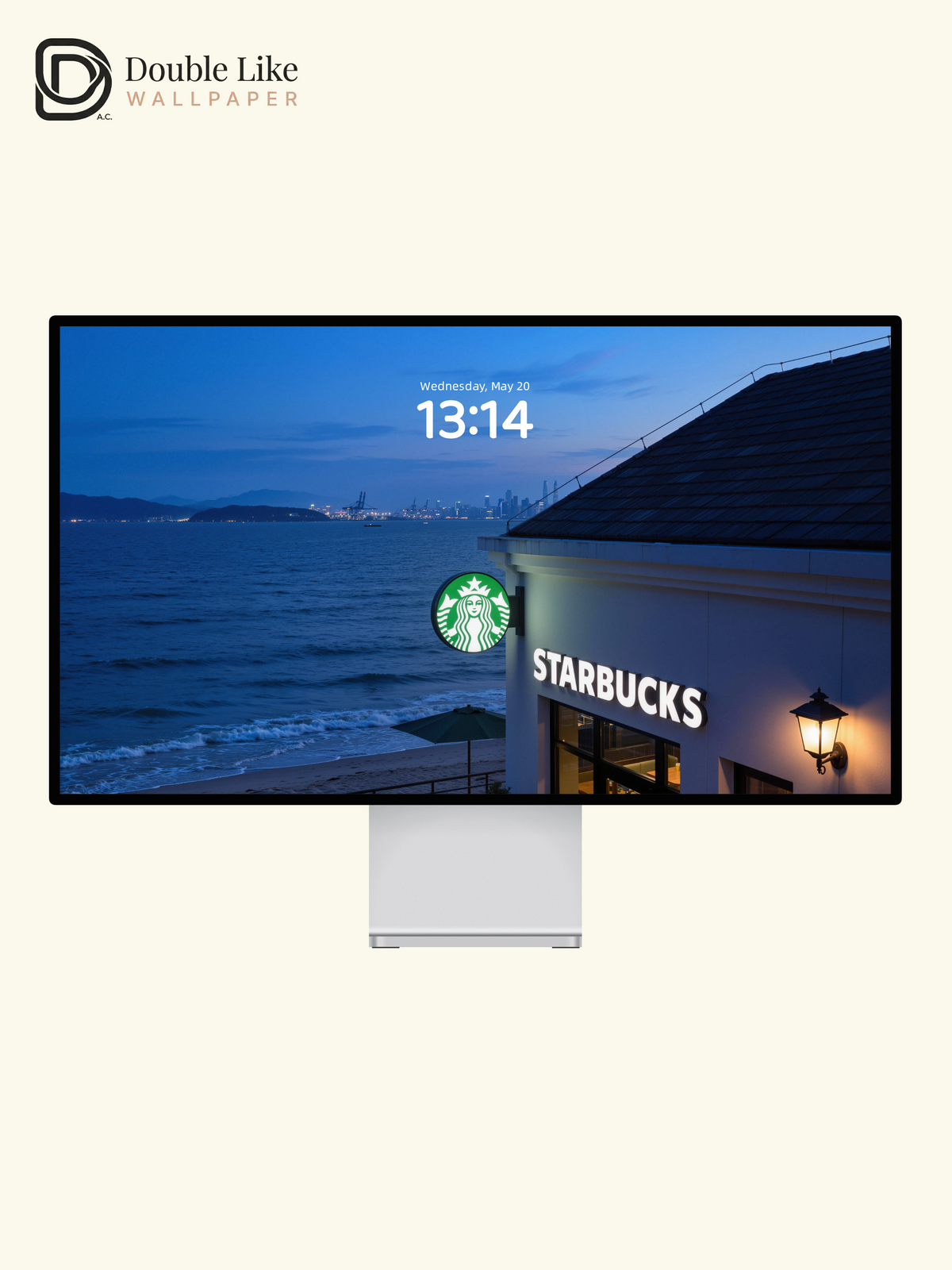 Seaside Starbucks Coffee & Evening Blue Ocean View Aesthetic Wallpaper Pack [#JJ230904]