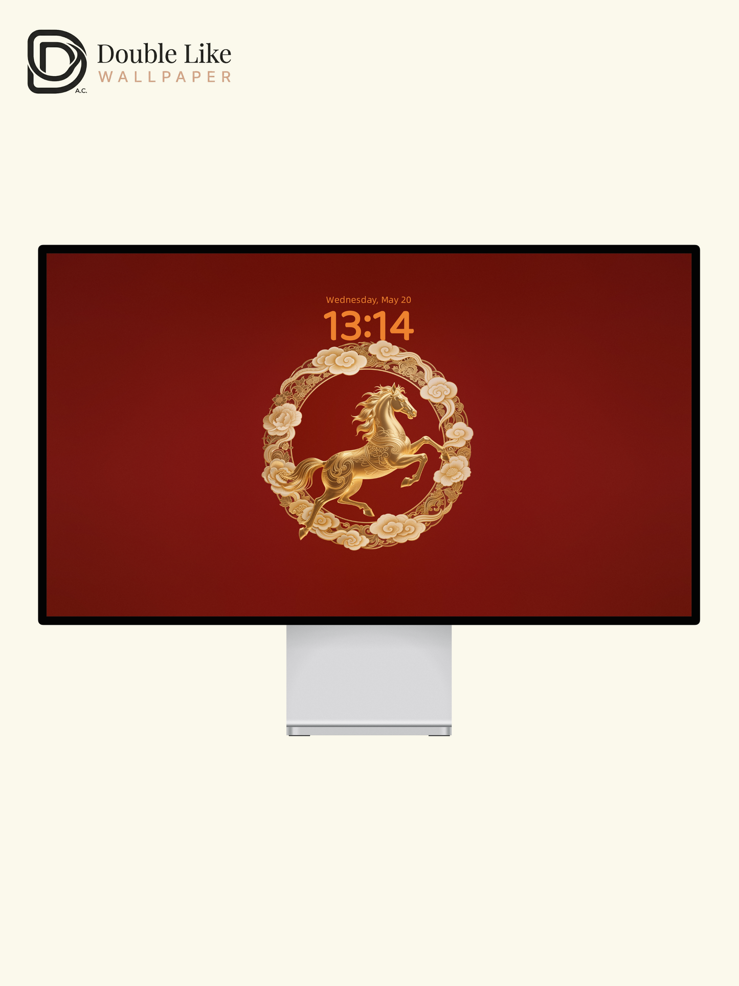 Red Background Gilded Galloping Horse Chinese Motivational Illustration Wallpaper Pack [#LFHL30209]