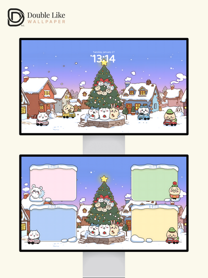 Merry Christmas Snow Village – Cute Animal Holiday Wallpaper Set [#CKW320]