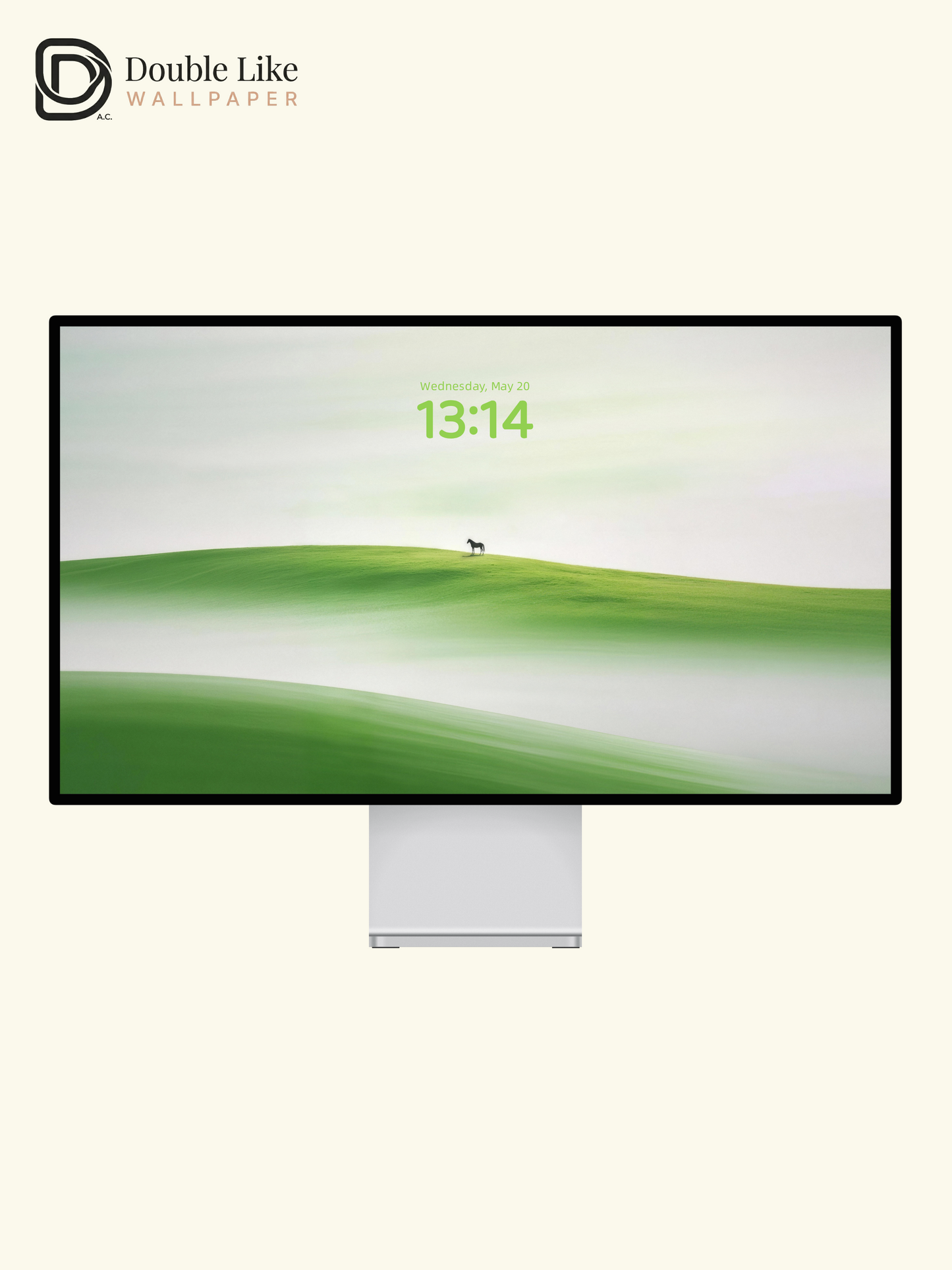 Foggy Green Hill Lone Horse Minimal Healing Scenery Wallpaper Pack [#LFHL30402]