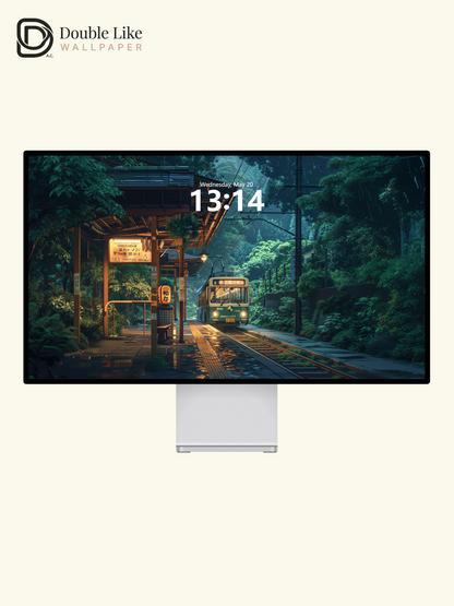 Rainy Forest Train Station Japanese Anime Cozy Wallpaper Pack [#WGF061]