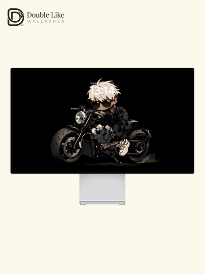 Dark Chibi White Hair Biker Boy Art Wallpaper Pack For Phones, Tablets & Desktops [#LFHL1047]