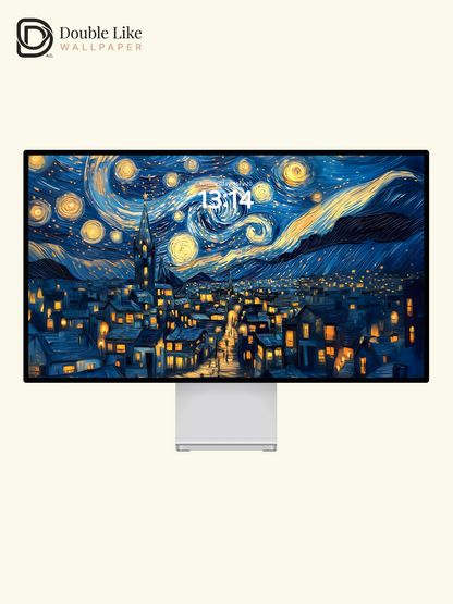 Classic Starry Night Van Gogh Style Artistic Oil Painting Wallpaper Pack [#ZMY017]