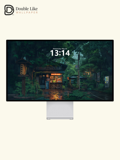 Rainy Japanese Street Shop Forest Night Anime Aesthetic Wallpaper Pack [#WGF026]