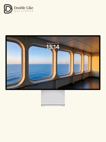 Minimalist Cinematic Ocean Window View Golden Hour Wallpaper Pack [#LFHL30522]