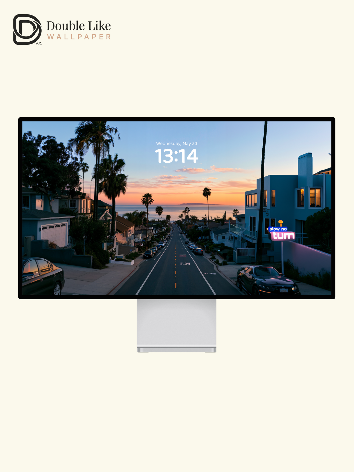 Coastal Street Sunset Golden Hour Palm Tree Aesthetic Landscape Wallpaper Pack [#JJ1358]