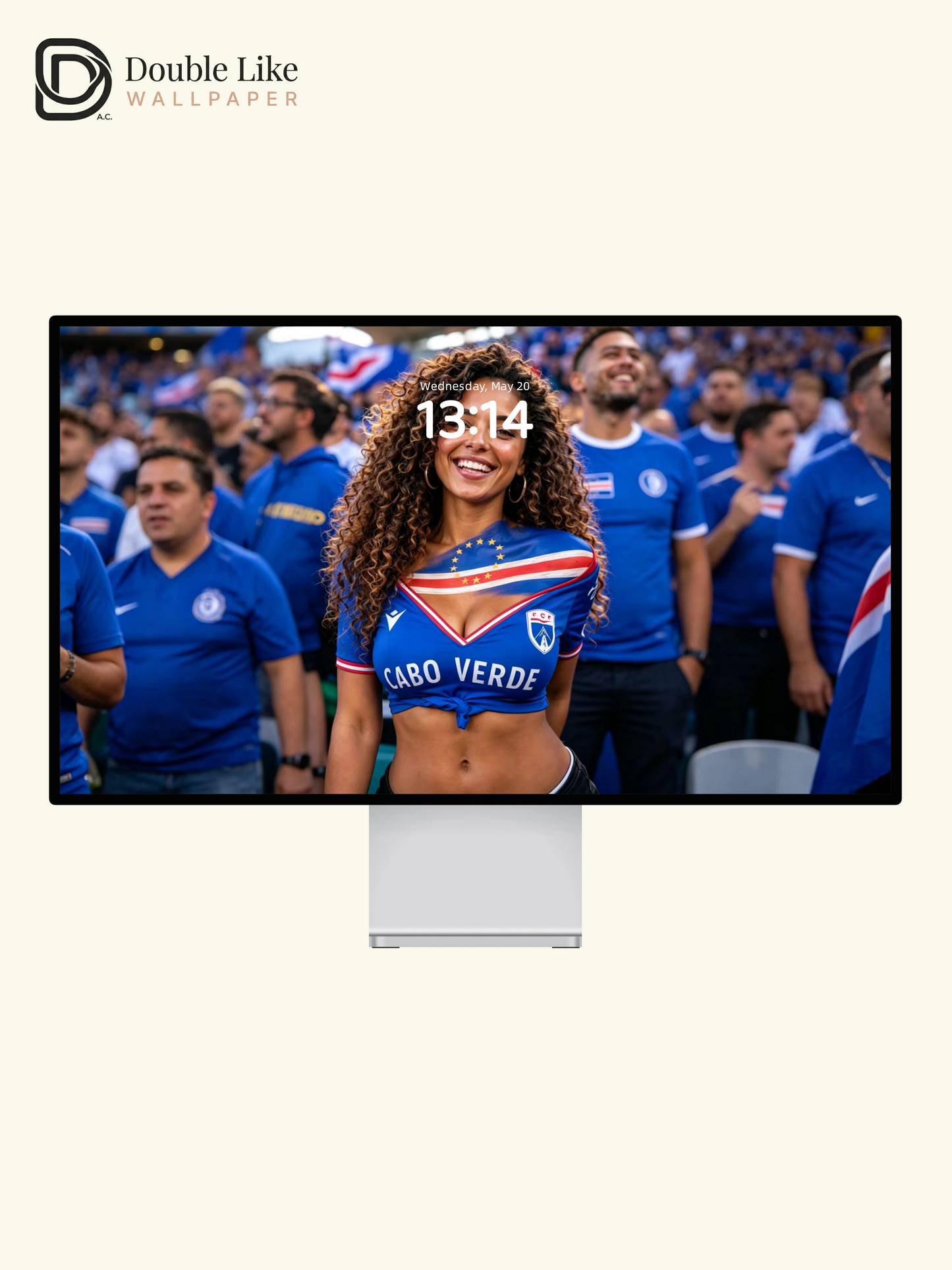 Happy Cape Verde Female Football Fan Portrait Wallpaper Pack [#HWWc019]