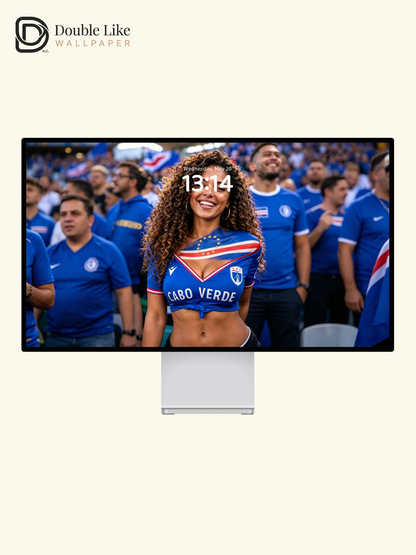 Happy Cape Verde Female Football Fan Portrait Wallpaper Pack [#HWWc019]