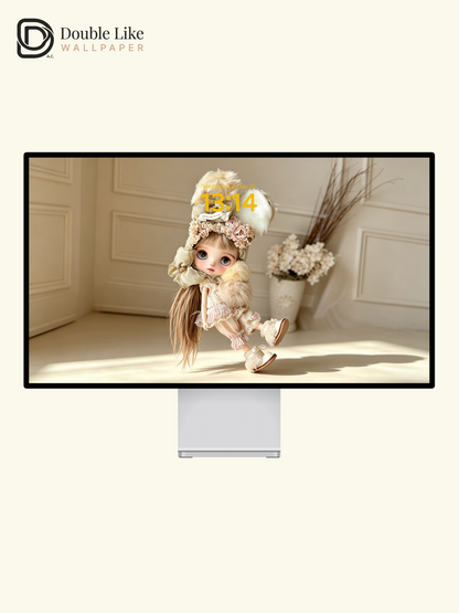 Vintage Bunny Ear Blythe Doll Cream Beige Dreamy Aesthetic Wallpaper [#HWWs004]