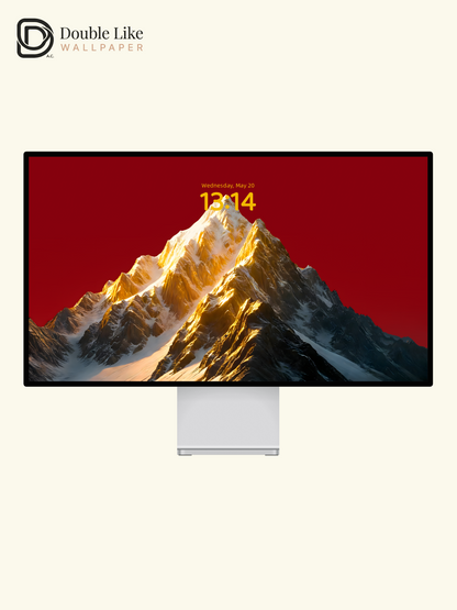 Golden Hour Snow Peak Red Sky Minimalist Aesthetic Wallpaper Pack [#ZMY371]