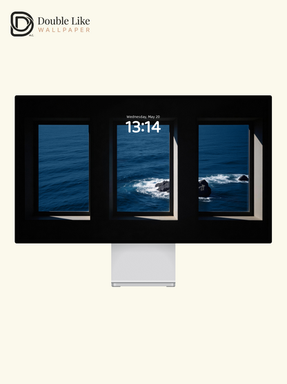 Minimalist Ocean Window View & Blue Sea Aesthetic Wallpaper Pack [#JJ230803]
