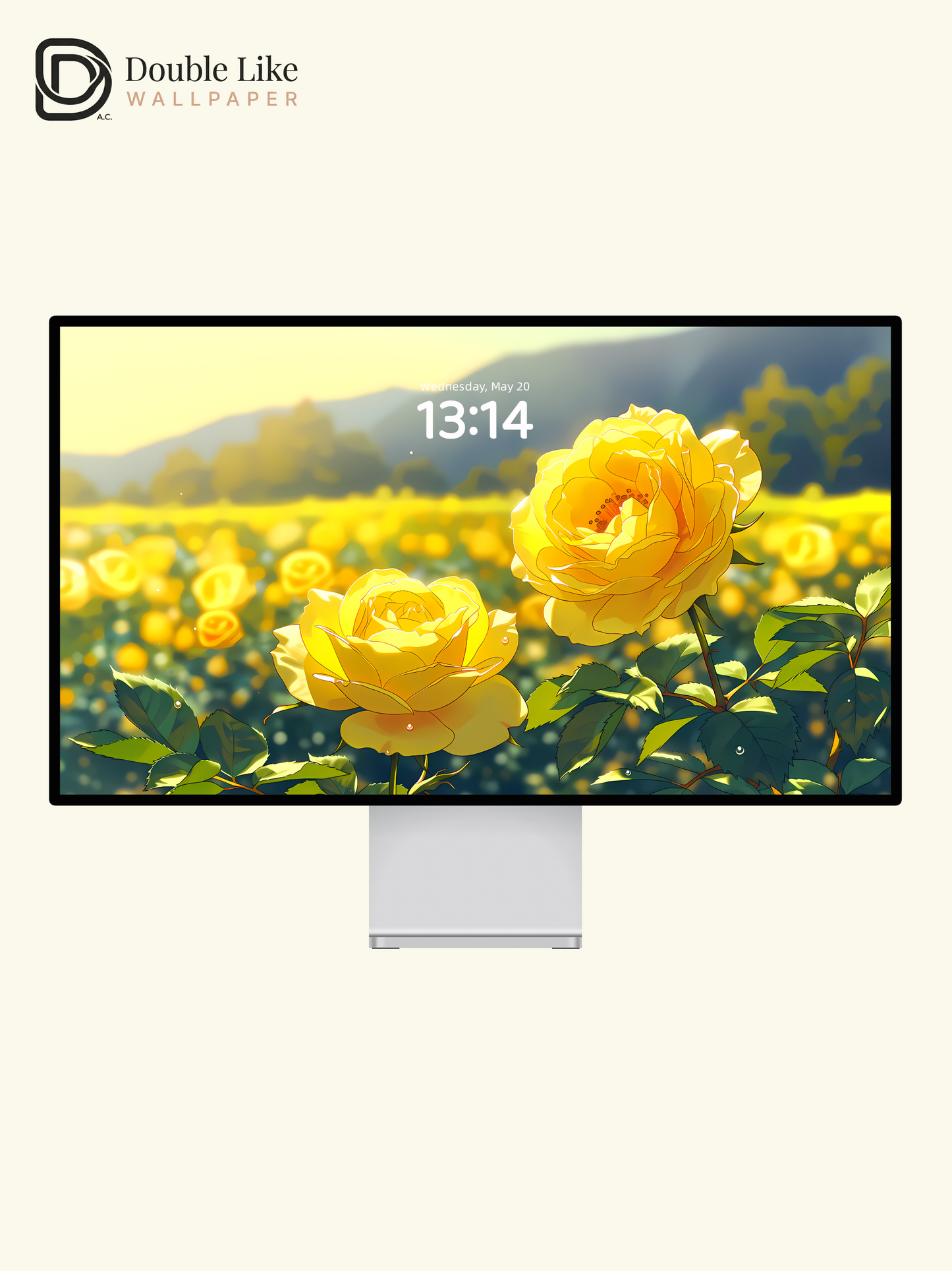 Aesthetic Yellow Rose Flower Field Morning Sunlight Digital Art Wallpaper Pack [#LFHL1030]