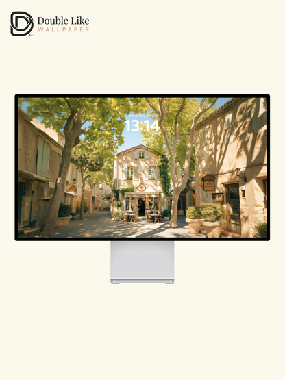 European Sunlit Village Street Cozy Cafe Photography Wallpaper Pack [#JJ1208]
