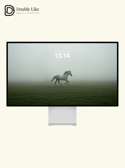 Mystic White Horse in Fog Aesthetic Nature Wallpaper Pack [#LFHL30601]
