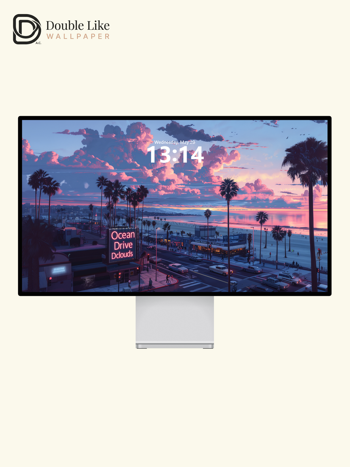 Retro Sunset Ocean Drive Palm Trees Anime Aesthetic Wallpaper Pack [#WGF087]