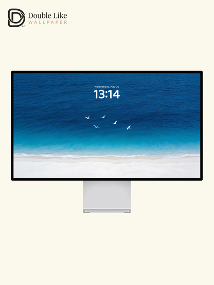 Blue Ocean Seagull Minimal Calming Beach Wallpaper Pack [#LFHL30310]