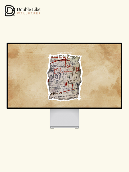 Basquiat Style Neo-Expressionist Torn Paper Vintage Aesthetic Wallpaper Pack [#ZMY502]