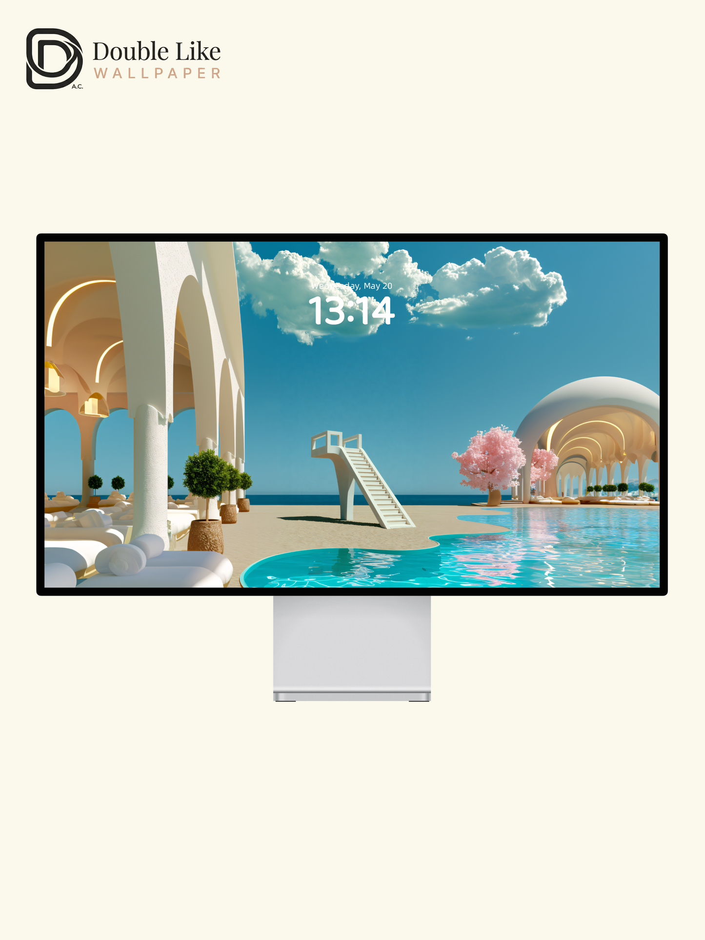 Surreal Minimalist Seaside Pool & White Arches Aesthetic Wallpaper Pack [#JJ1395]