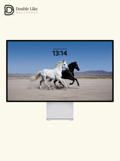 Black & White Wild Horses Inspirational Live Wallpaper Bundle [#LFHL30103]
