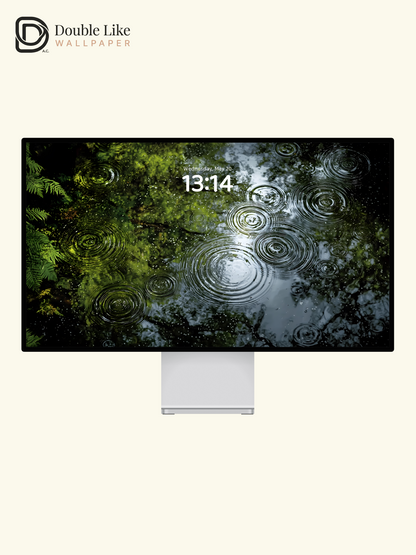 Peaceful Rain Ripples Green Water Nature Wallpaper Pack [#ZJYX0755]