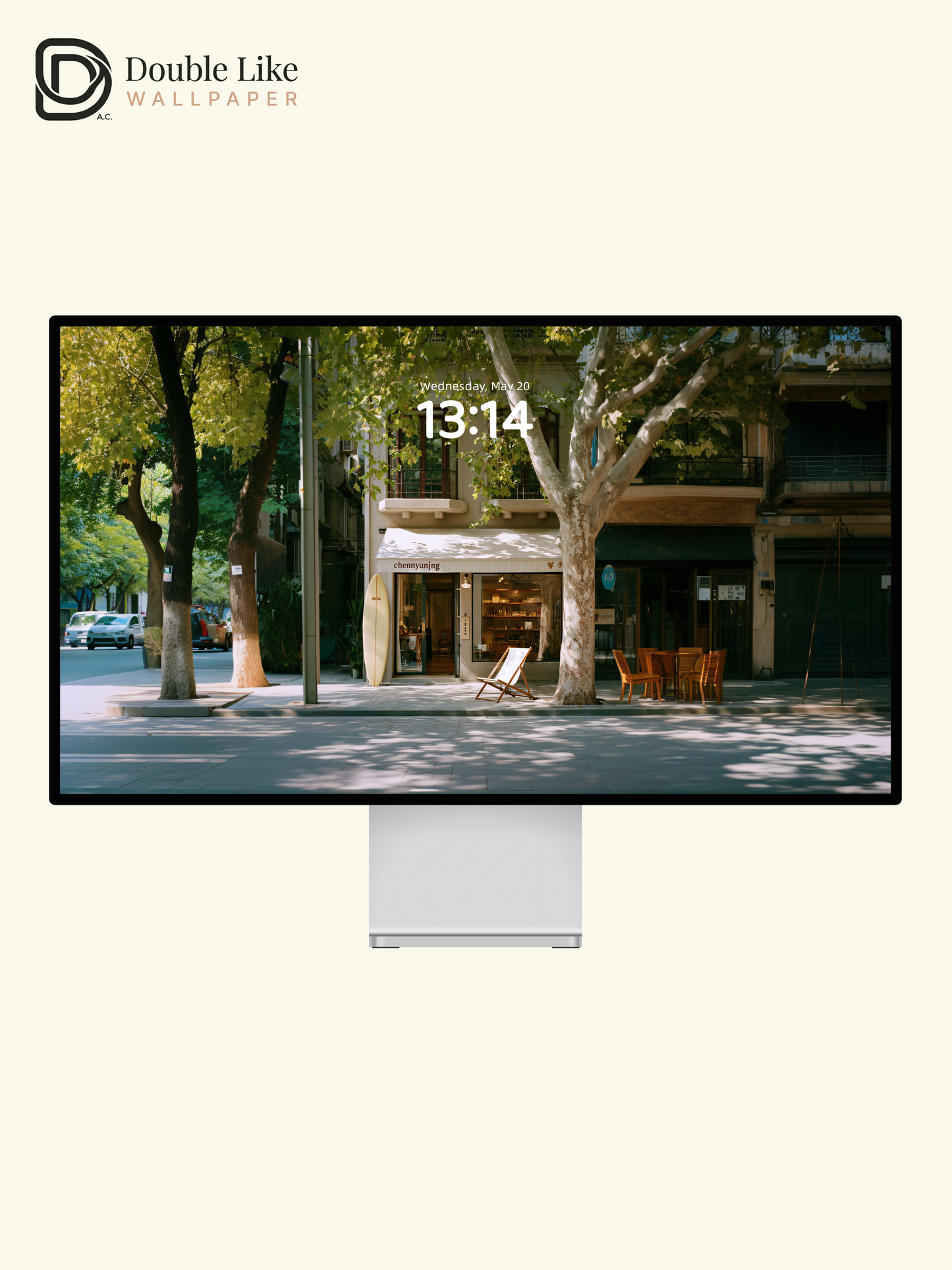 Sunlit Sycamore Tree Street Shop Aesthetic Wallpaper Pack [#JJ1388]