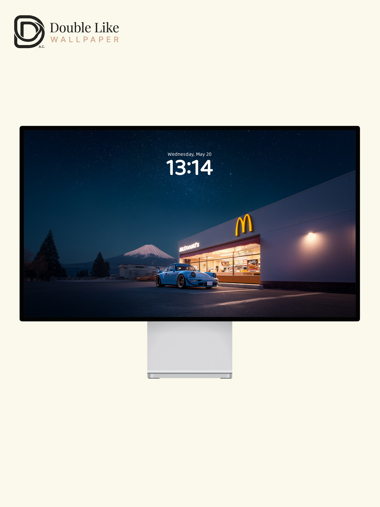 Starry Night Mount Fuji Sports Car & McDonald's Aesthetic Wallpaper Pack [#JJ20926]