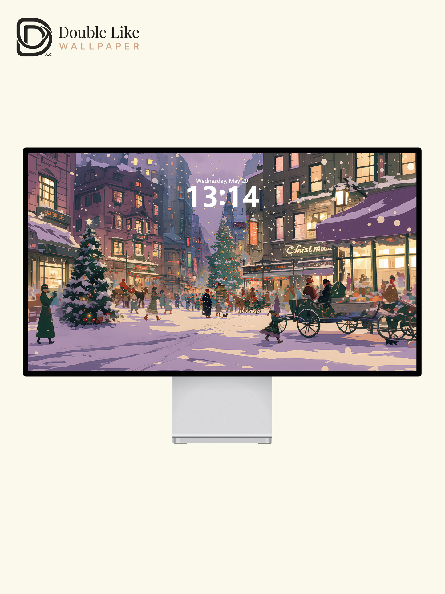 Cozy Christmas Snowy Town Purple Twilight Anime Aesthetic Wallpaper Pack [#WGF066]