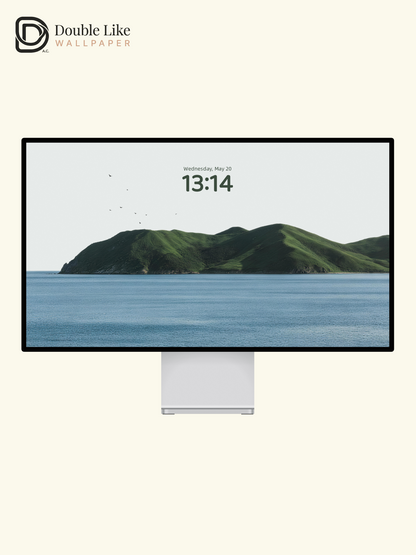 "Green Island, Quiet Birds" Healing Minimalist Wallpaper Set [#LFHL30515]
