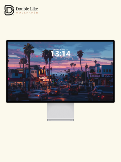 Retro Sunset Coastal Boulevard Palm Trees Anime Aesthetic Wallpaper Pack [#WGF095]
