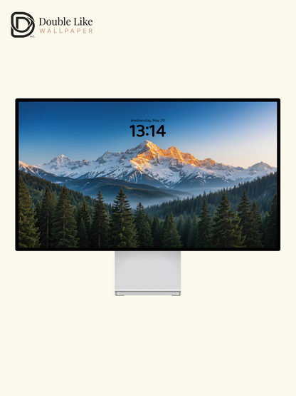 Golden Sunrise Snow Mountain Forest Healing Wallpaper Pack [#LFHL30215]