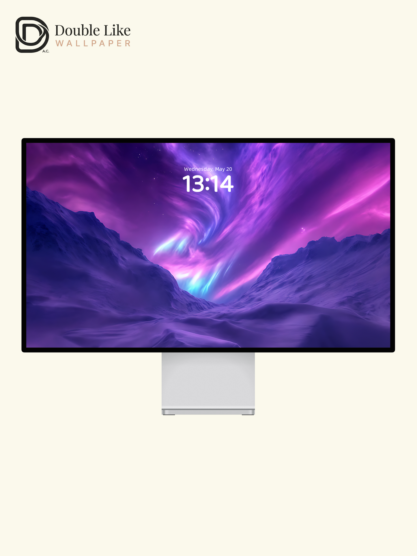 Purple Aurora Borealis Night Mountains Digital Art Wallpaper Pack [#ZJY434]