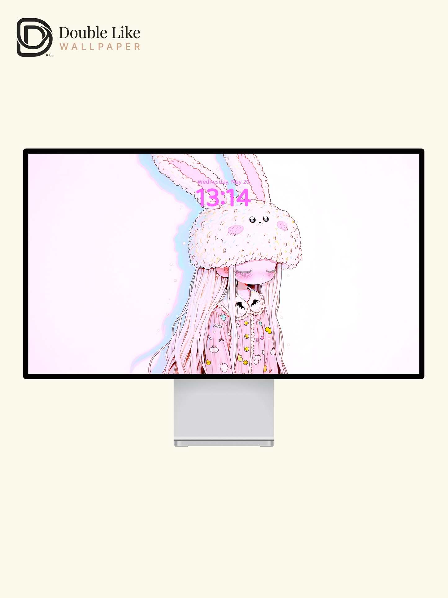 Kawaii Sleepy Anime Girl Fluffy Bunny Beanie Wallpaper [#HW1474]
