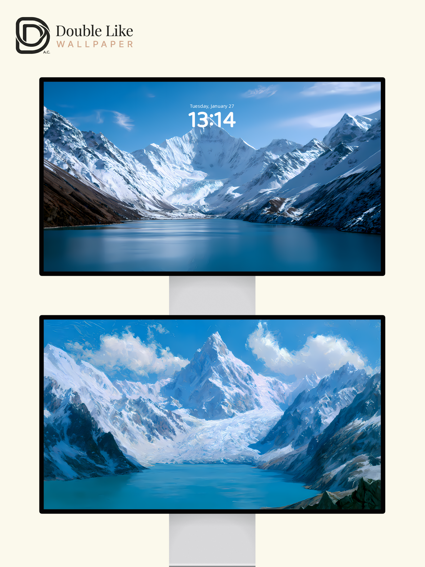 Majestic Snowy Mountains and Blue Lake Aesthetic Landscape Wallpaper Pack [#LFHL1061]