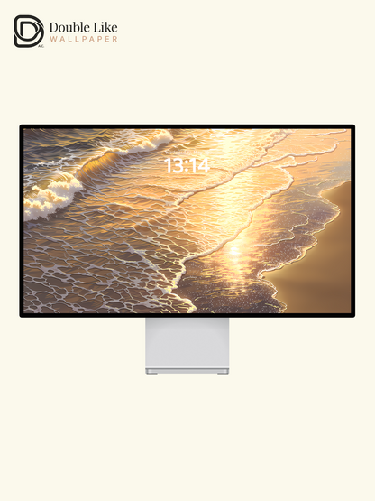 Golden Hour Beach Waves Reflection Aesthetic Multi Device Wallpaper Pack [#LFHL1068]