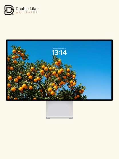 Vibrant Orange Tree Under Blue Sky Nature Aesthetic Wallpaper Pack [#LFHL30622]