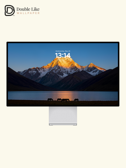 Golden Snow Mountain Lake Horse Healing Landscape Wallpaper Pack [#LFHL30208]