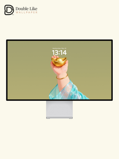 Golden Ingot in Chubby Hand Minimalist Aesthetic Wallpaper Pack [#JJ230908]