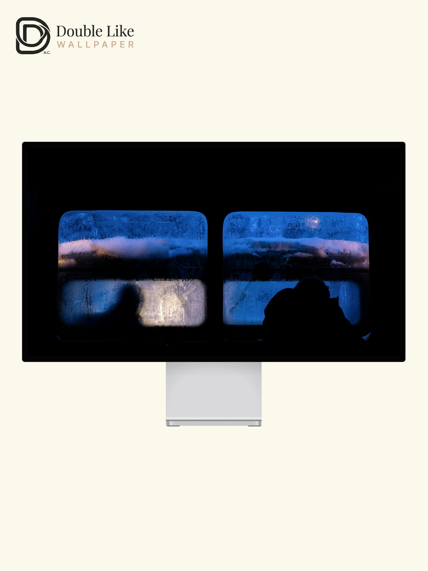 Dark Blue Frosty Bus Window Night Minimalist Aesthetic Wallpaper Pack [#ZMY529]
