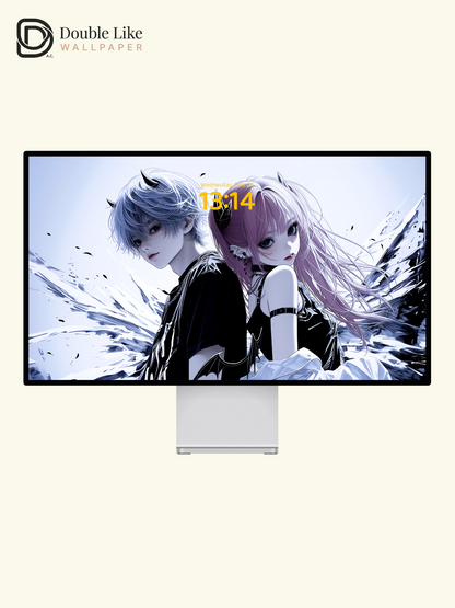Cyberpunk Anime Demon Couple Horns Ink City Dark Aesthetic Wallpaper Pack [#HW1521]