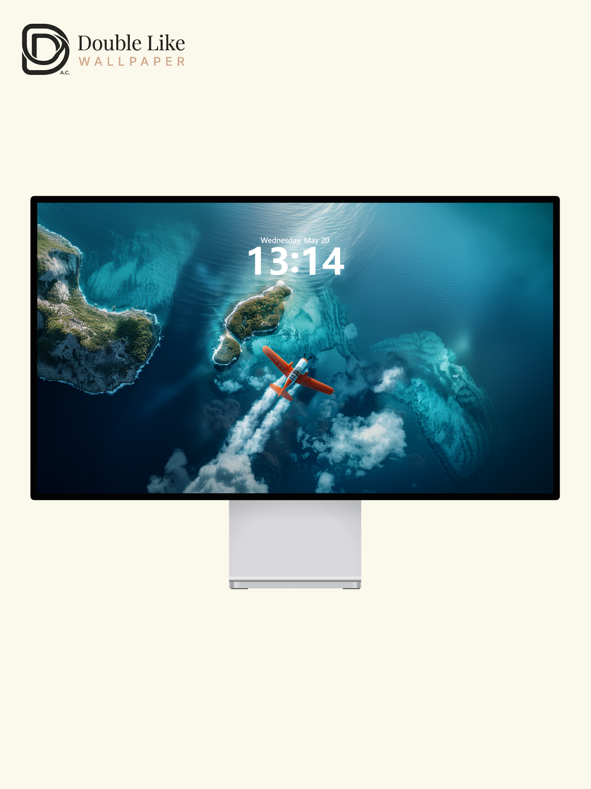 Orange Airplane Ocean Island Aerial Anime Inspired Wallpaper Pack [#WGF063]